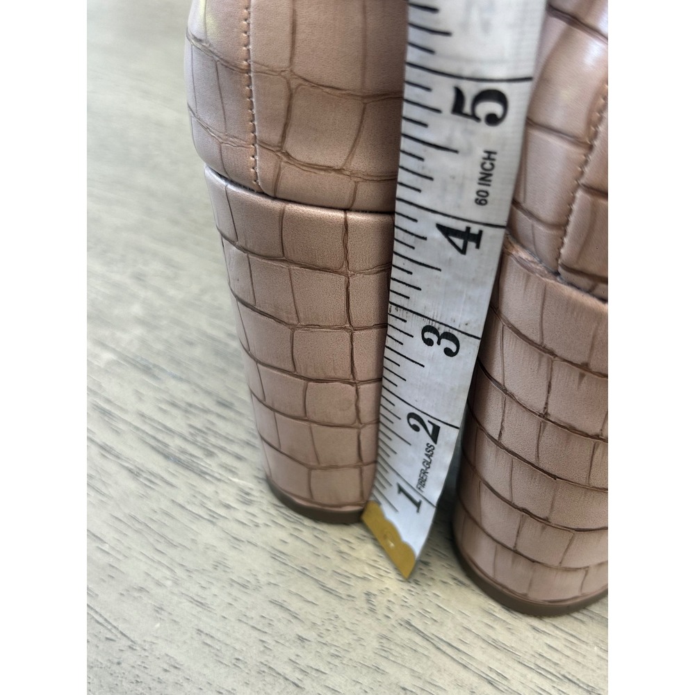 Scoop Nude Pink Croc Embossed Knee High Block Heel Boots WMSP40AM012 Womens 9 - Picture 4 of 13